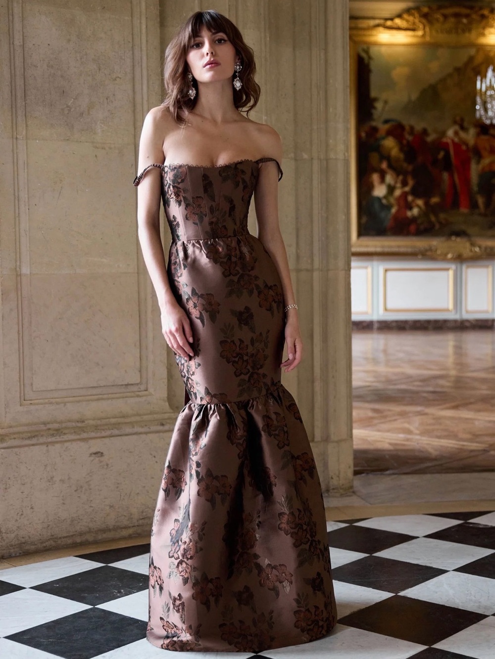 V. Chapman-The Cherie Dress in Cocoa Baroque Floral
